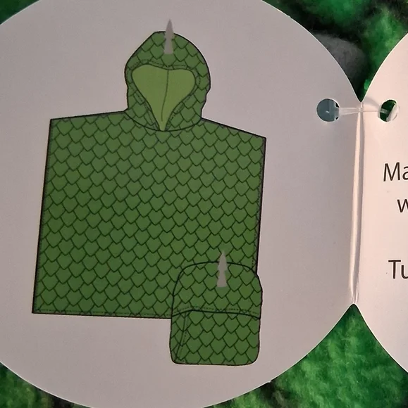 Green Dinosaur Hooded Blanket/poncho/towel - Picture 4 of 5